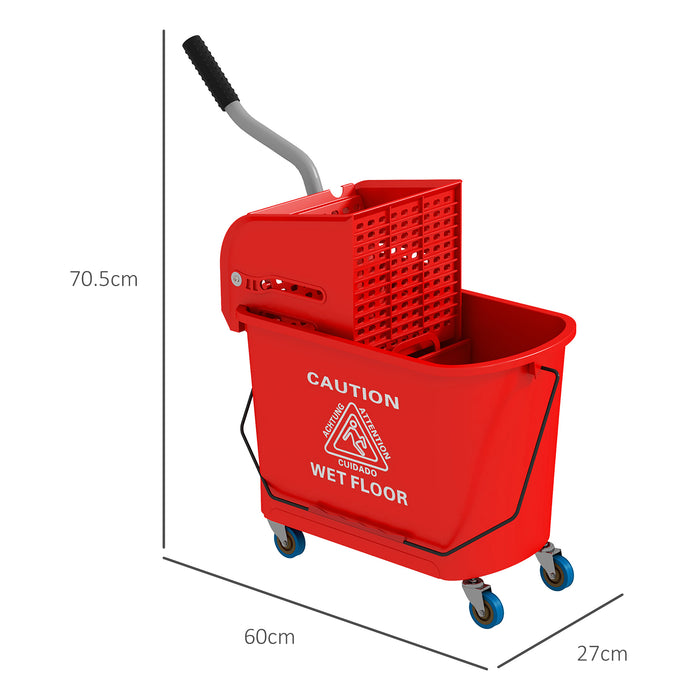 20L Mop Bucket with Wringer System - Portable Wheeled Floor Cleaning Solution with Dual Water Separation - Ideal for Efficient and Hygienic Home or Commercial Use