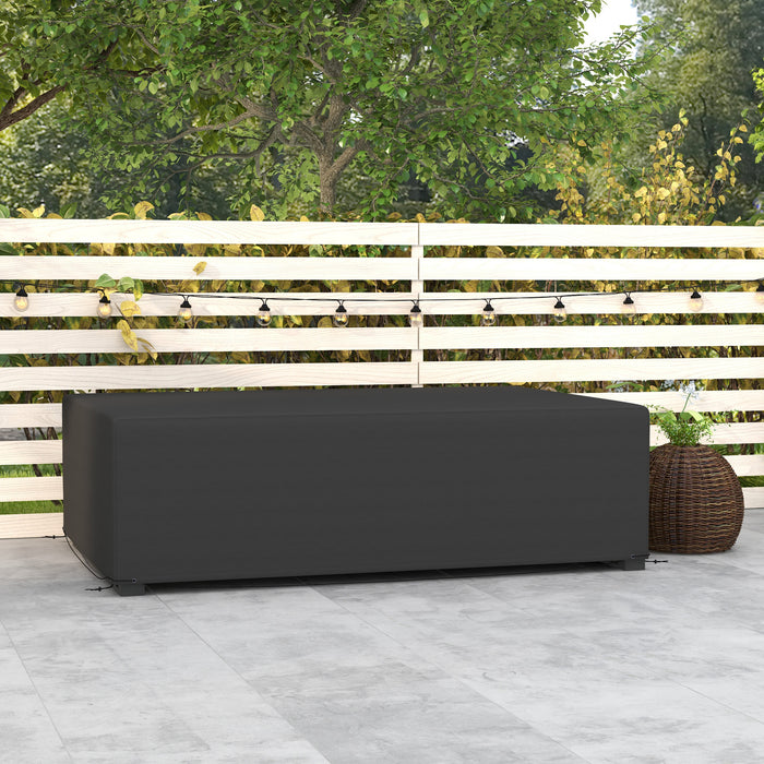 Outsunny 600D Oxford Table Set Cover Outdoor Garden Rattan Furniture Protection Cover Protector Waterproof Anti-UV, Black, 245 x 165 x 66 cm