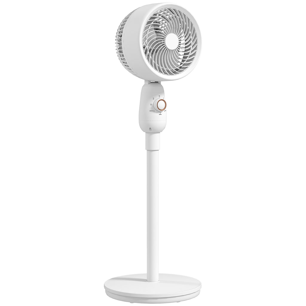 HOMCOM Pedestal Fan, Powerful Air Circulator, 12 Inch Floor Standing Fan with 3 Speed Settings, Oscillating Function for Bedroom, Home and Office, White