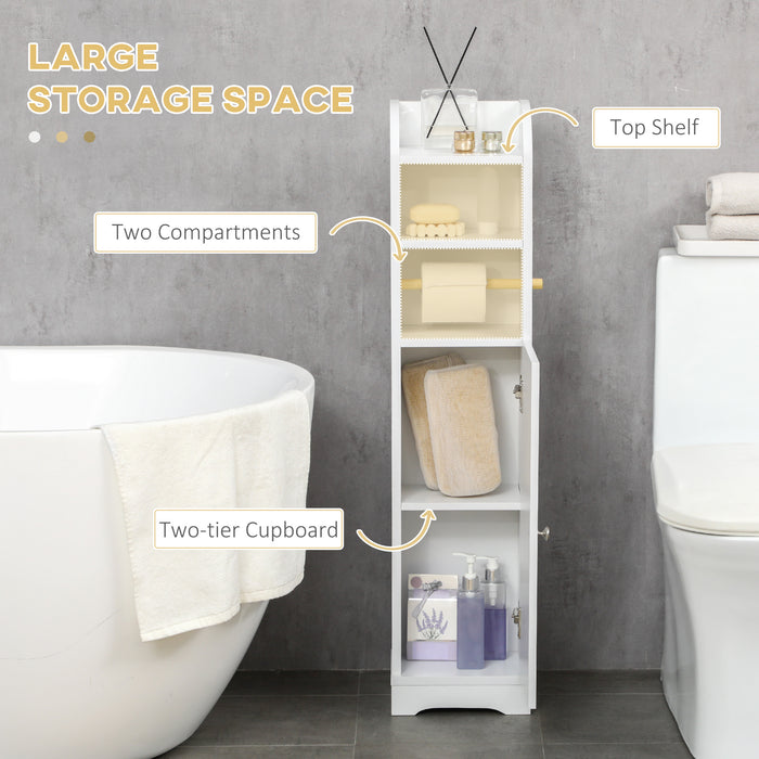 kleankin Multi-Storage Narrow Bathroom Cabinet - White