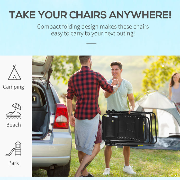 Outsunny Foldable Reclining Garden Chair, Zero Gravity Chair with Padded Seat, Cup Holder, Adjustable Backrest, Pillow for Outdoor, Patio, Deck, Black