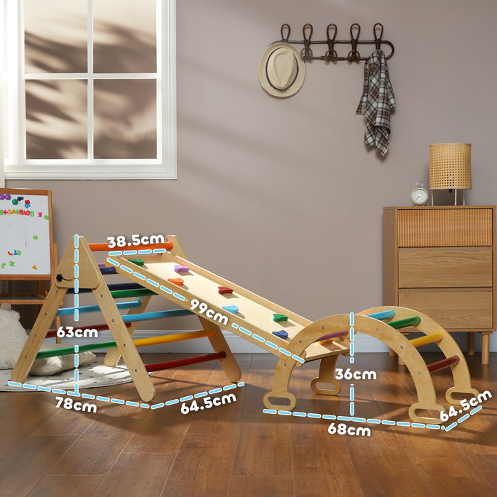 AIYAPLAY 5 in 1 Toddler Climbing Frame with Ramp, Arch, for 18-48 Months, Multicolour