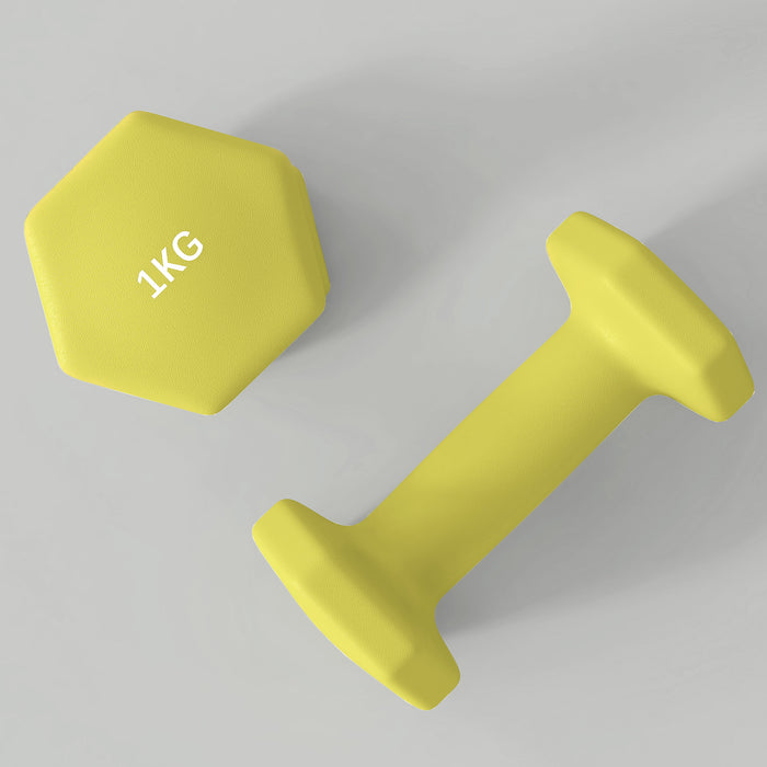SPORTNOW 2 x 1kg, 2 x 1.5kg and 2 x 2kg Hexagonal Dumbbells Weights Set with Non-Slip Grip for Home Gym Workout