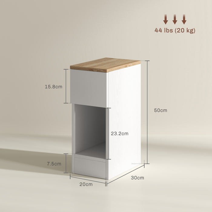 HOMCOM Set of Two Modern Storage Bedside Tables - White