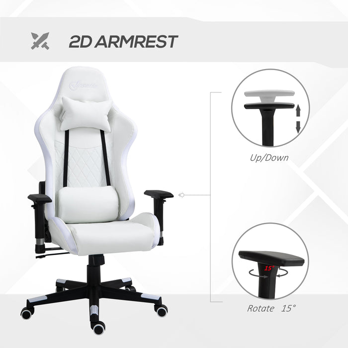 Ergonomic Racing Gaming Chair with RGB LED Illumination - 2D Adjustable Armrests, Lumbar Support, Swivel & Height Functions - Ideal for Home Office & Gamers