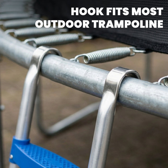 SPORTNOW Trampoline Ladder, 3-Steps with Horizontal Wide Steps, Universal Hook, Galvanised Steel Frame, 150kg Load Capacity