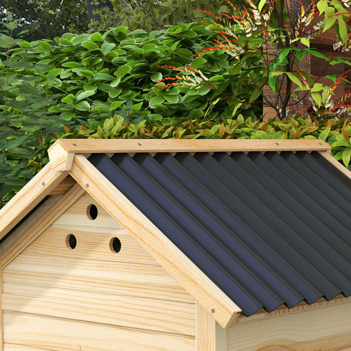 PawHut Wooden Duck House with Double Doors, Openable Roof, Ventilation Holes, Removable Base, Natural Wood Finish