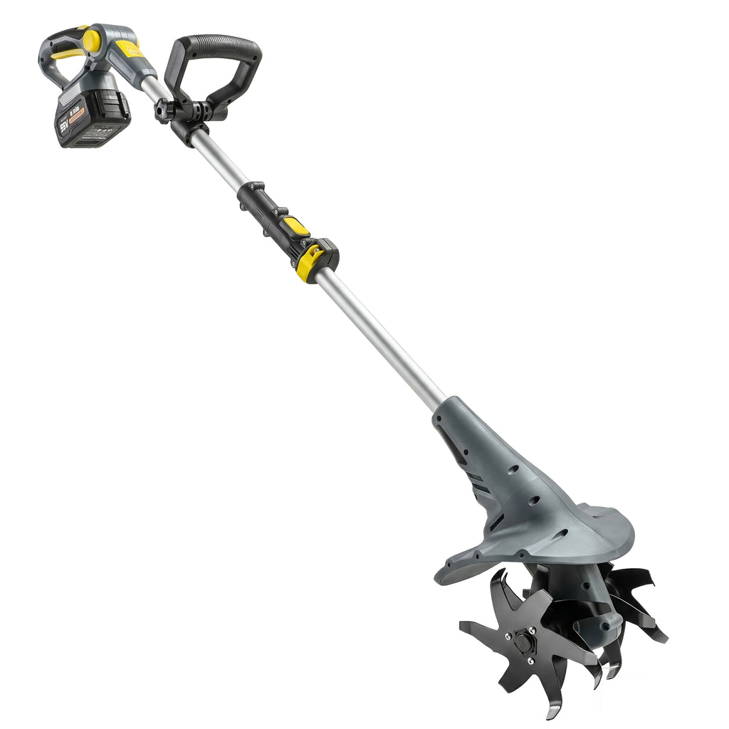 Outsunny Cordless Tiller, 18V Electric Garden Rotavator with 2 x 4000mAh Batteries, Charger, 20cm Tilling Width & 18cm Depth