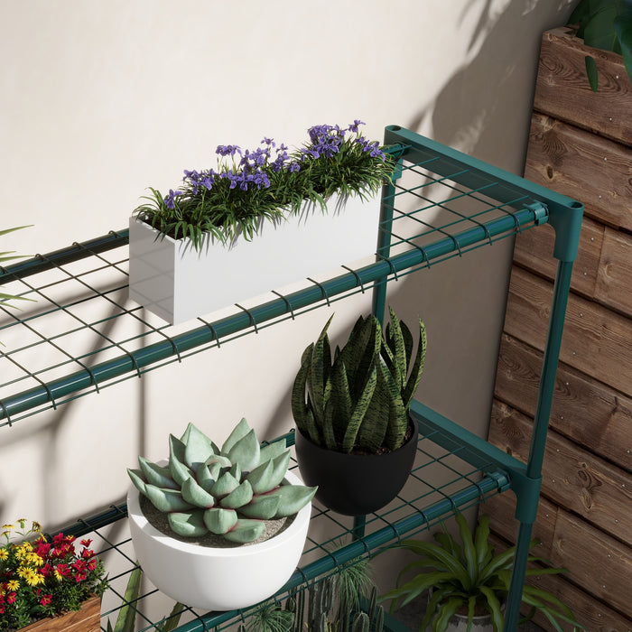 Outsunny Four-Tier Steel Plant Shelf - Black | Aosom UK