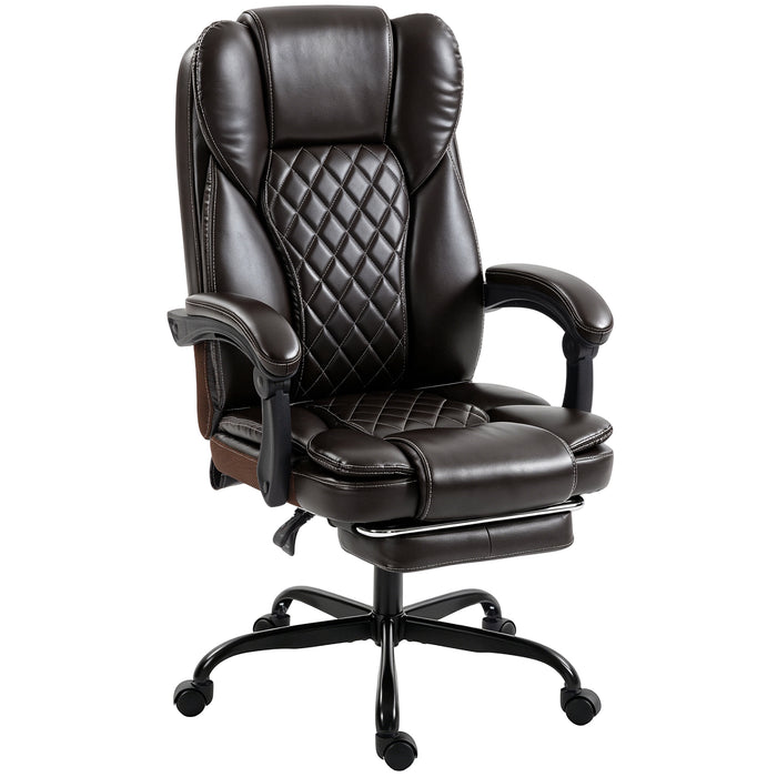 HOMCOM Executive Home Office Chair Reclining Function Footrest Computer Desk Chair High Back, Brown