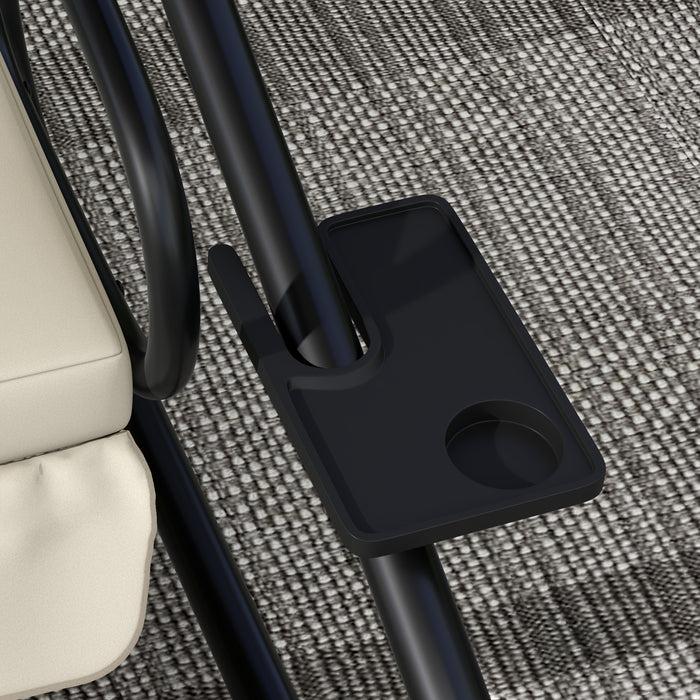 Outsunny Three-Person garden Swing Chair, with Adjustable Canopy - Cream White