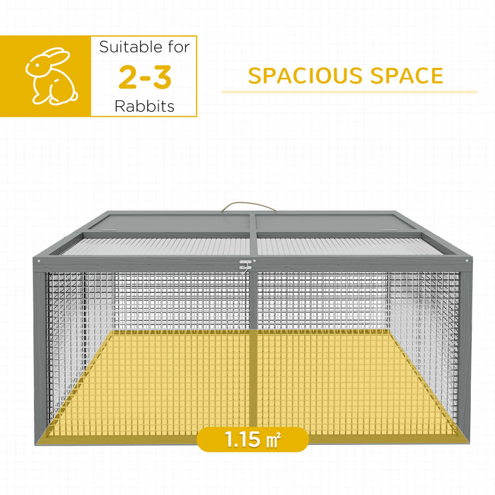 Wooden Grey Rabbit Hutch - Portable Foldable Bunny Cage with Weatherproof Roof - Ideal Outdoor Shelter for Pet Rabbits & Small Animals