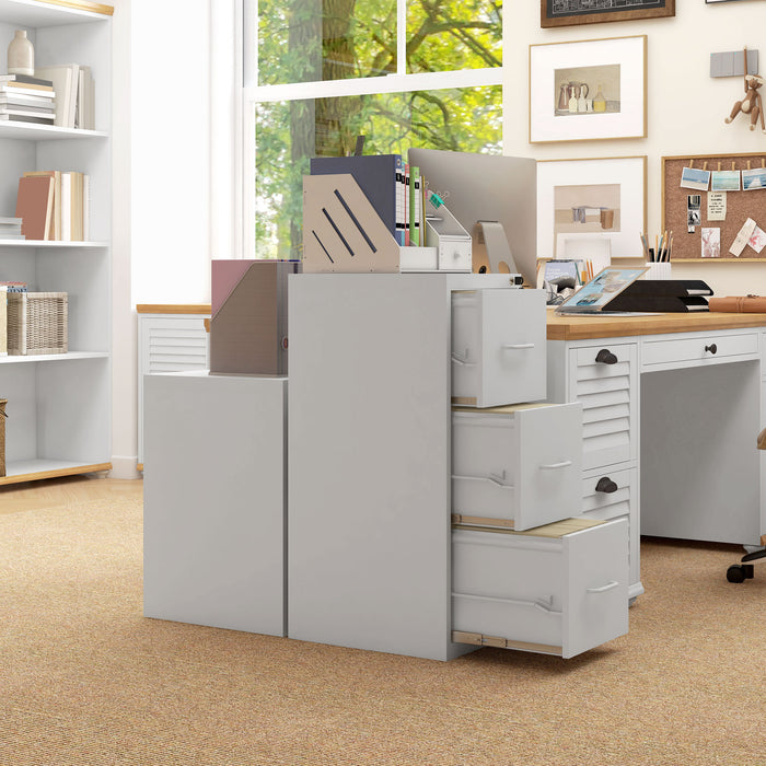 HOMCOM Three-Drawer Modern Steel Filing Cabinet - White