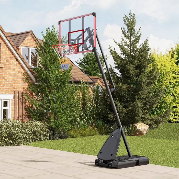 Adjustable Basketball Hoop 2.4-2.9m - Stand with Weighted Base, Wheels, Red - Perfect for Home or School Sports Outdoor Fun
