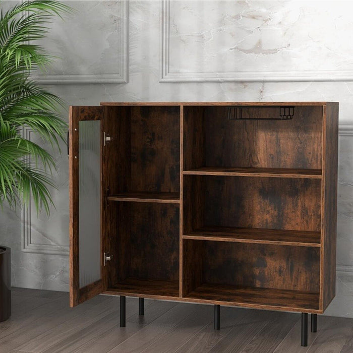 Cabinet Sideboard with Door Adjustable Shelf and Wine Holders-