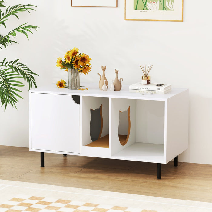 Cat Litter Box Enclosure with Storage and Removable Scratching Board-