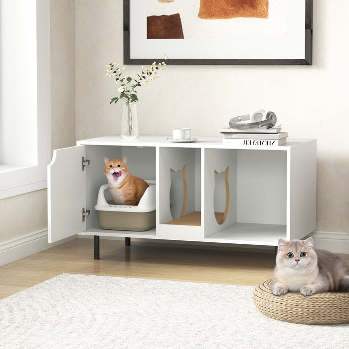 Cat Litter Box Enclosure with Storage and Removable Scratching Board-