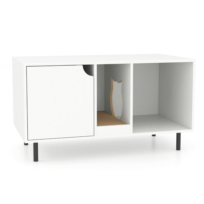 Cat Litter Box Enclosure with Storage and Removable Scratching Board-
