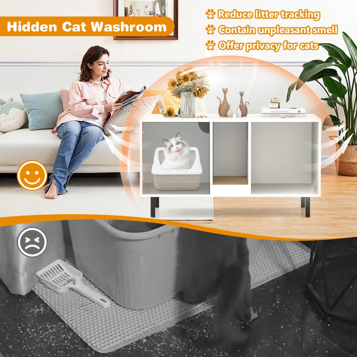 Cat Litter Box Enclosure with Storage and Removable Scratching Board-