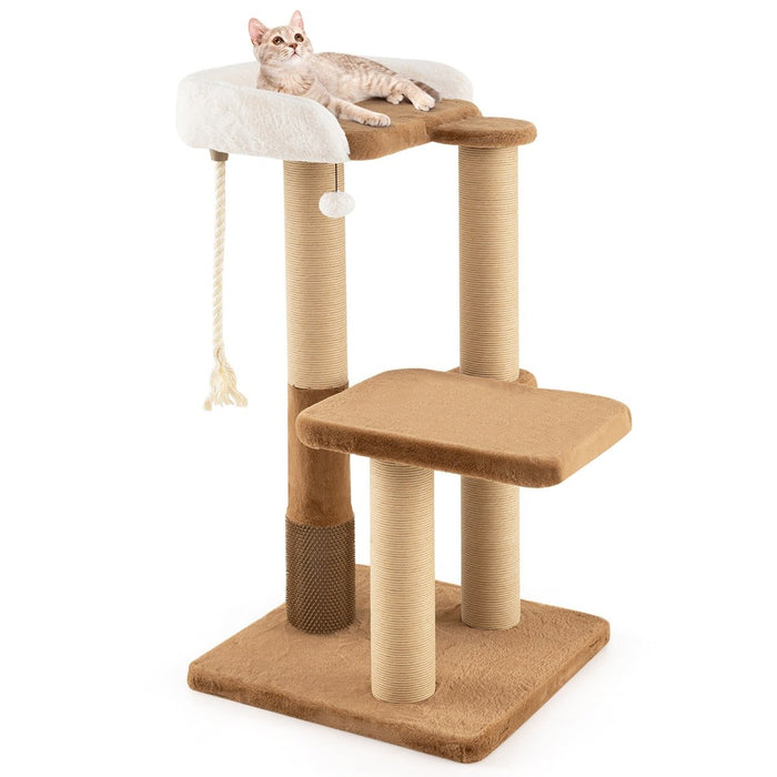 Cat Tree for Indoor Cats with Plush Padded Perch Scratching Posts and Jumping Platform-Brown