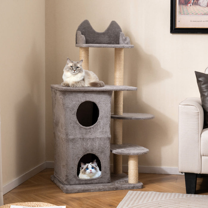123CM Cat Tree for Indoor Cats  with 2-story Condo-