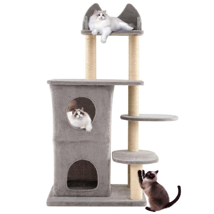 123CM Cat Tree for Indoor Cats  with 2-story Condo-