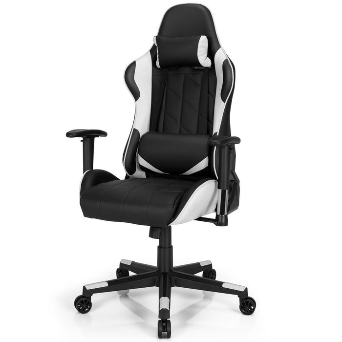 Swivel High Back Racing Chair with Headrest and Lumbar Pillow-