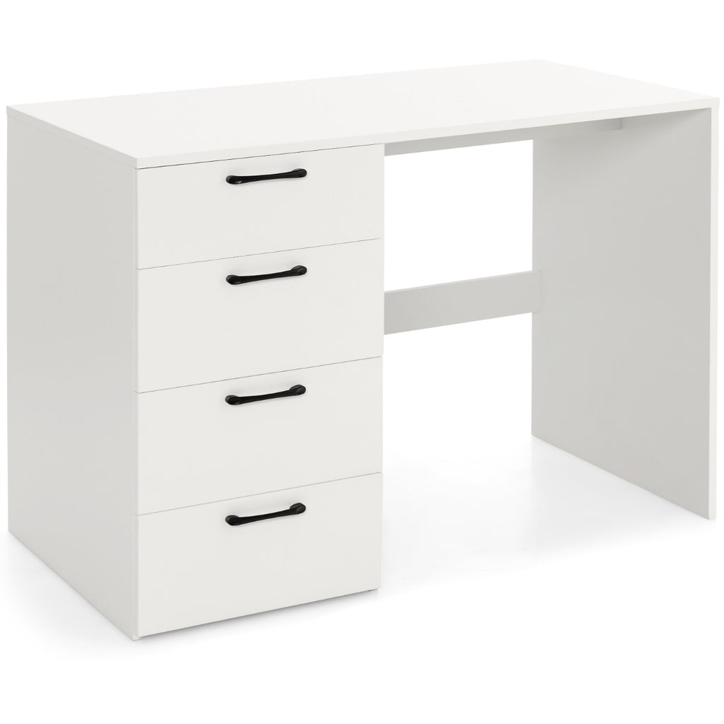 Wooden Computer Desk, 110 x 60 x 76cm - With 4 Convenient Storage Drawers - Ideal Workspace Solution for Home or Office