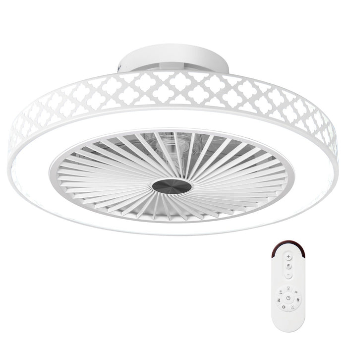 19 Inches Ceiling Fan with 3000-6500K Dimmable LED and 6 Wind Speeds & Timer-White