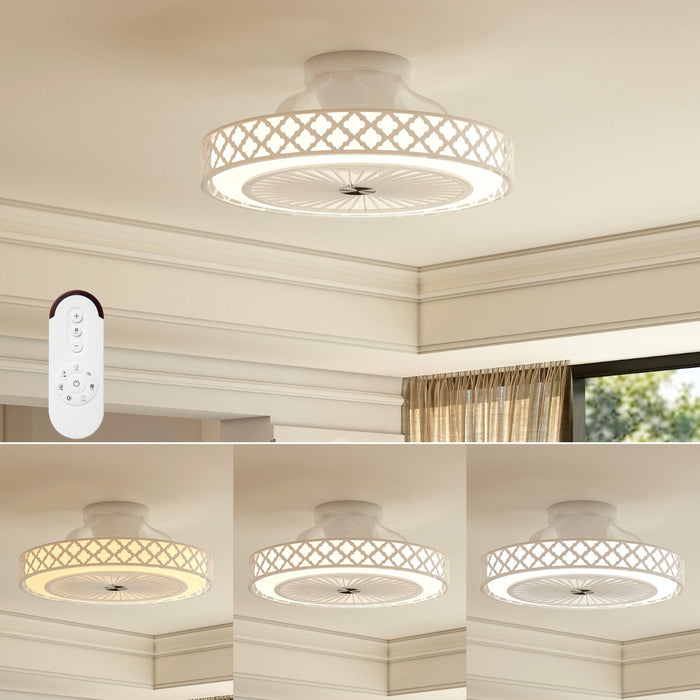 19 Inches Ceiling Fan with 3000-6500K Dimmable LED and 6 Wind Speeds & Timer-White