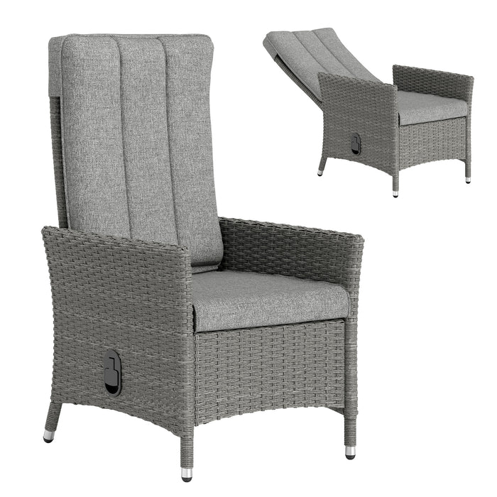 Outsunny 105°-150° Reclining Rattan Chair - Light Grey