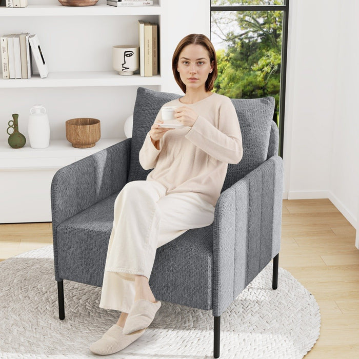 Chenille Single Seat Sofa with Cushion and Adjustable Foot Pads-