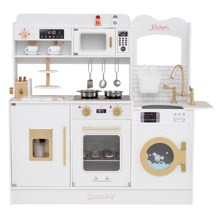 Children Pretend Toy Kitchen Playset with Stoves and Coffee Machine-