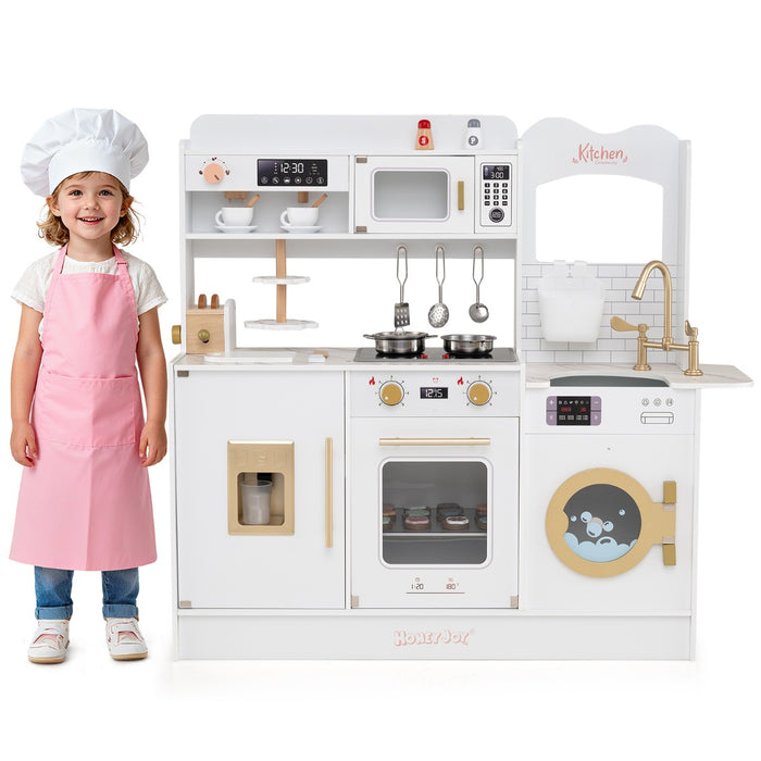 Children Pretend Toy Kitchen Playset with Stoves and Coffee Machine-