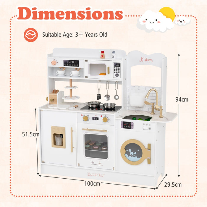 Children Pretend Toy Kitchen Playset with Stoves and Coffee Machine-