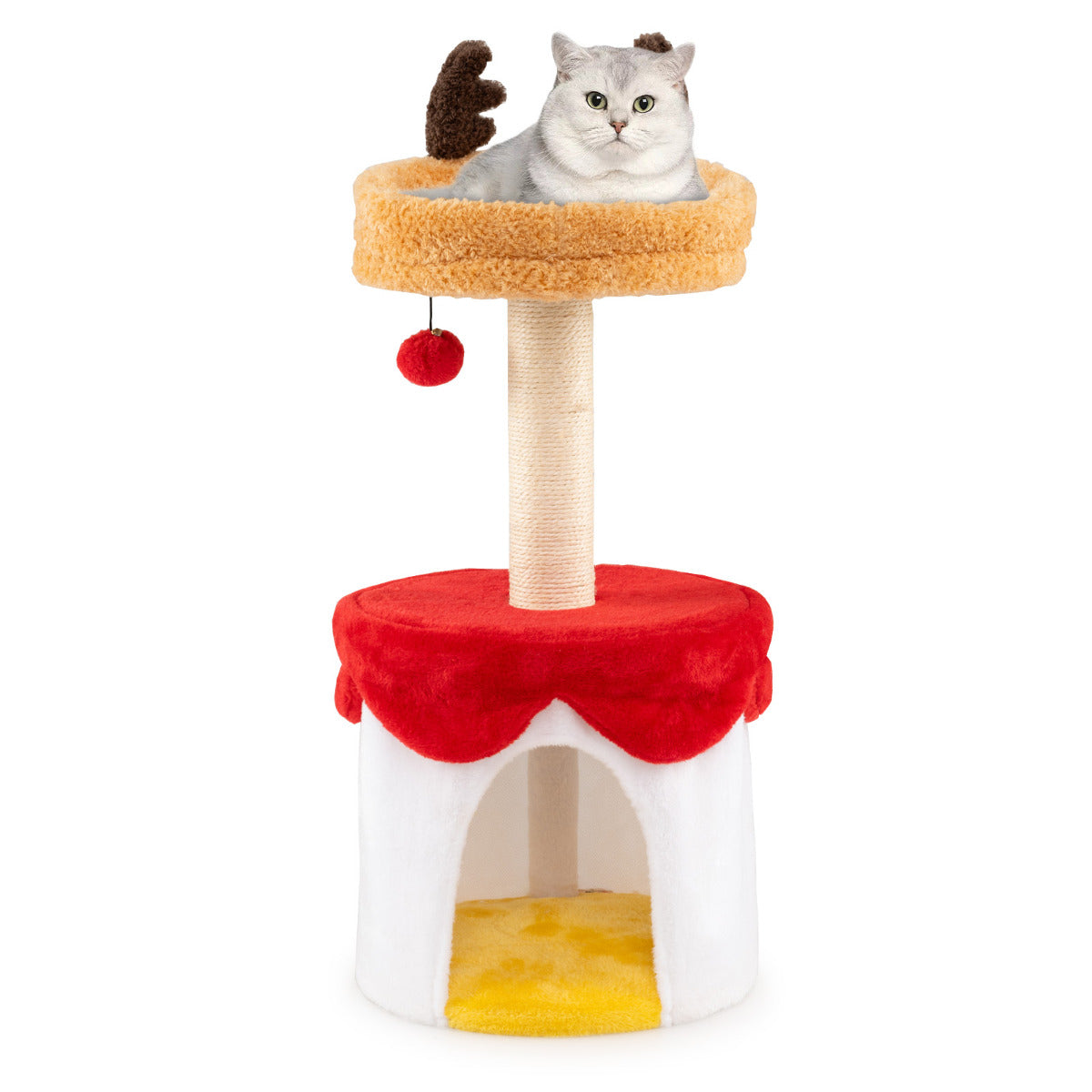 Christmas Cat Tree with Bed 80 CM Modern Kitten Tower with Sisal Scratching Post-