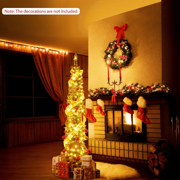 Pre-Lit Christmas Tree with Branch Tips and Warm White LED Lights-6FT