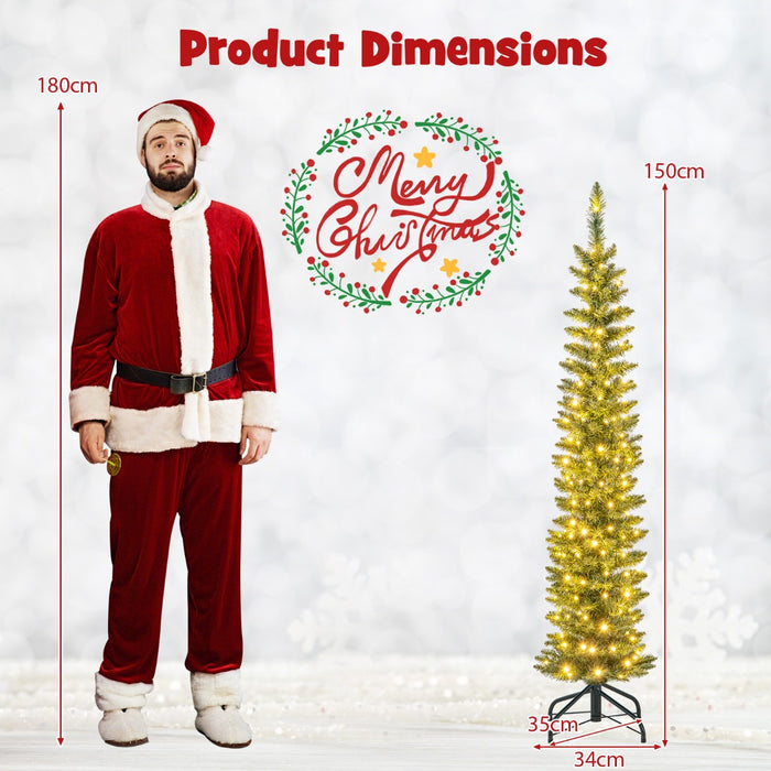 Pre-Lit Christmas Tree with Branch Tips and Warm White LED Lights-6FT