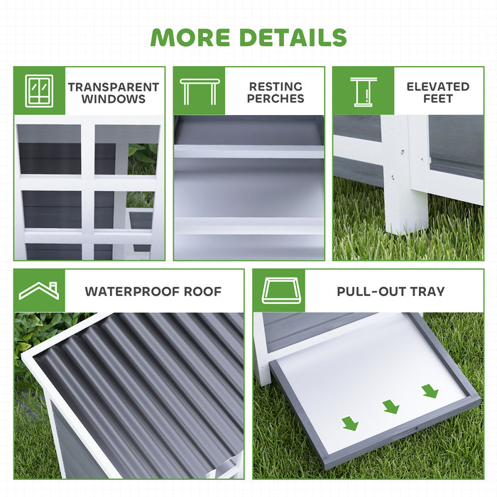 PawHut 2-Piece Wooden Chicken Coop and Run Set, Poultry Run Cage with Nesting Box, Slide-Out Tray, Roof, Perch