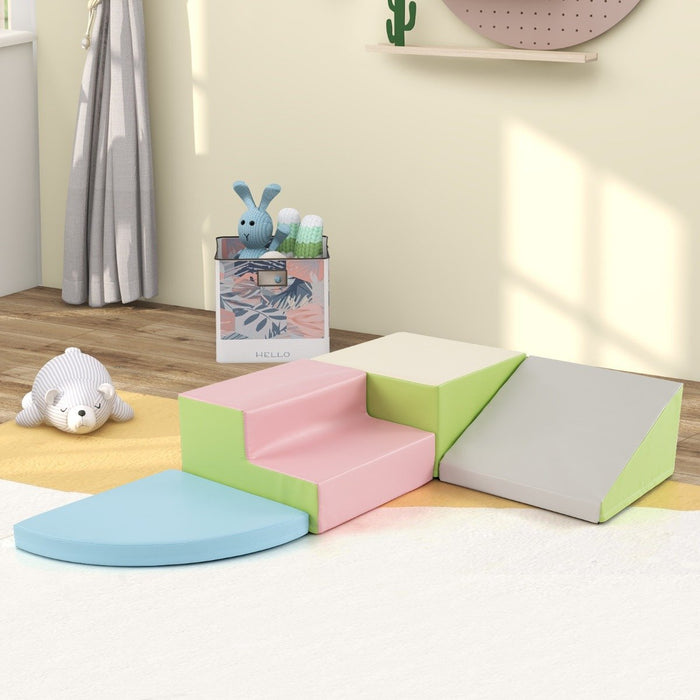 4-Piece Climb and Crawl Foam Block Play Set for Infant Baby-