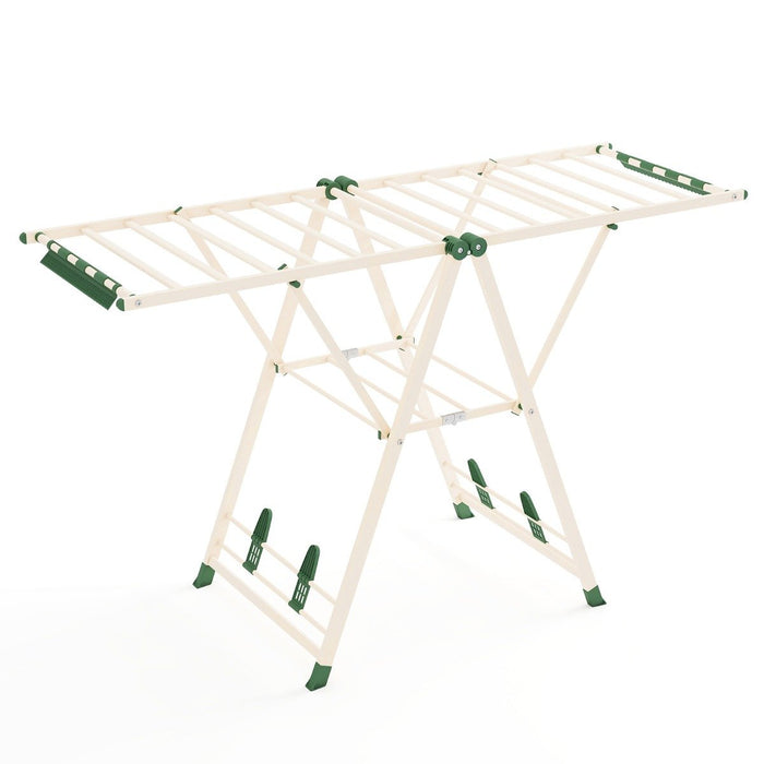 Clothes Drying Rack Foldable Laundry Drying Rack with 18 Drying Rails-White