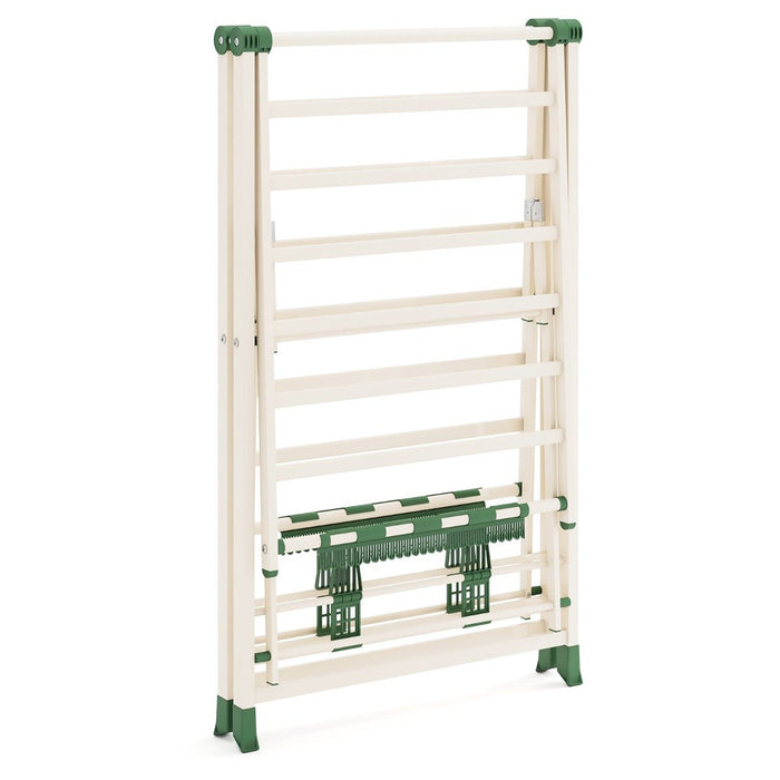 Clothes Drying Rack Foldable Laundry Drying Rack with 18 Drying Rails-White