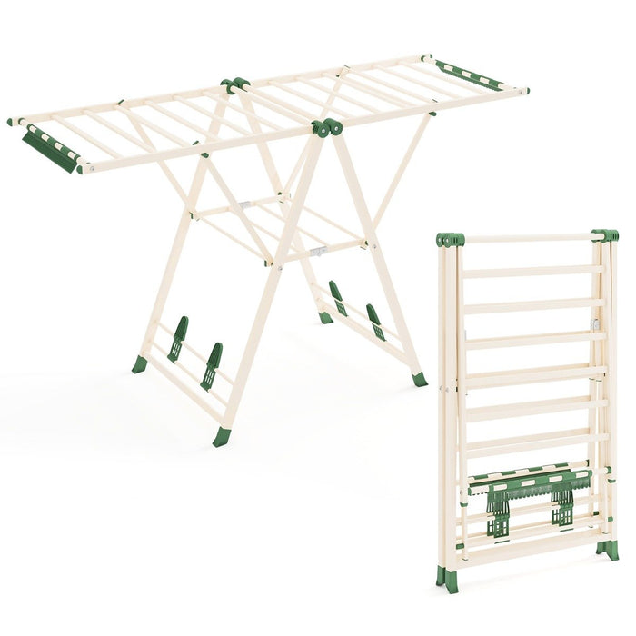 Clothes Drying Rack Foldable Laundry Drying Rack with 18 Drying Rails-White