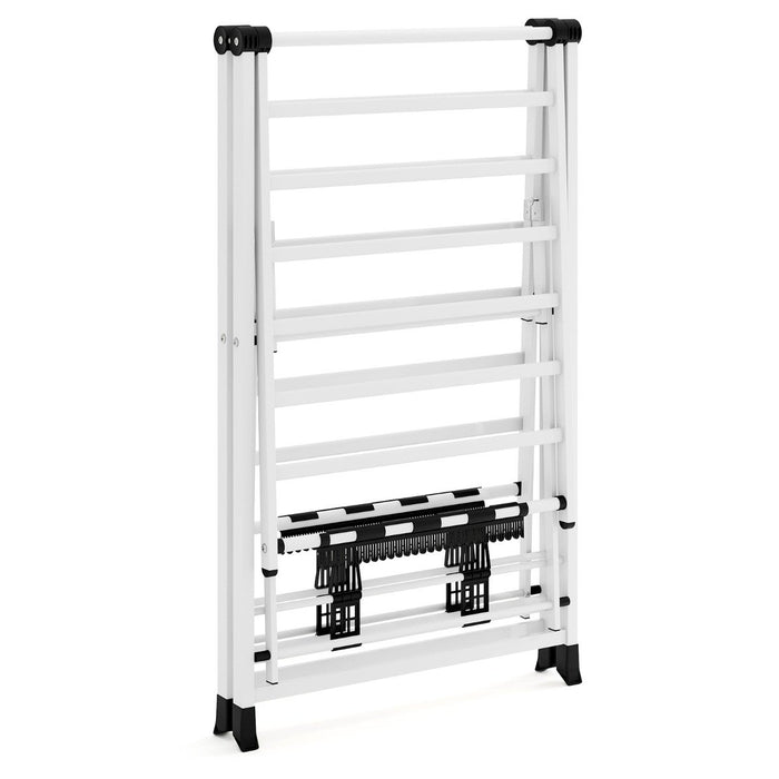 Clothes Drying Rack Foldable Laundry Drying Rack with 18 Drying Rails-White