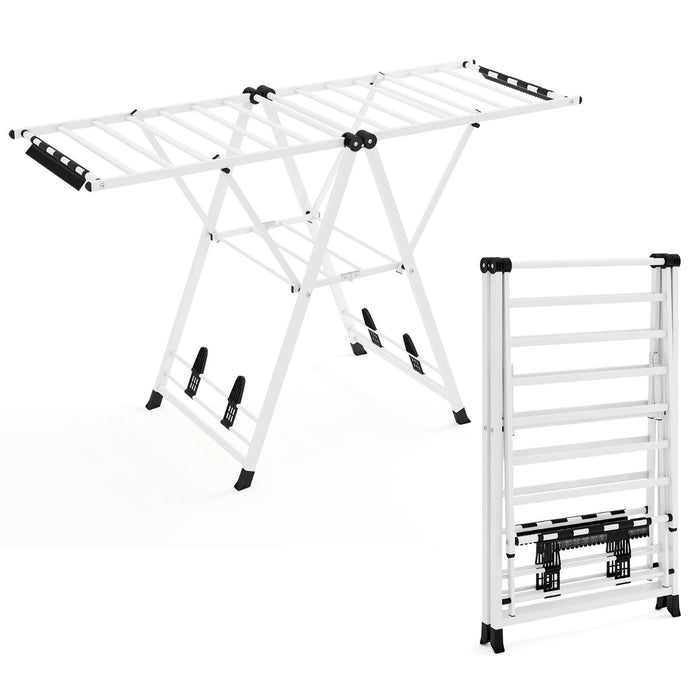 Clothes Drying Rack Foldable Laundry Drying Rack with 18 Drying Rails-White