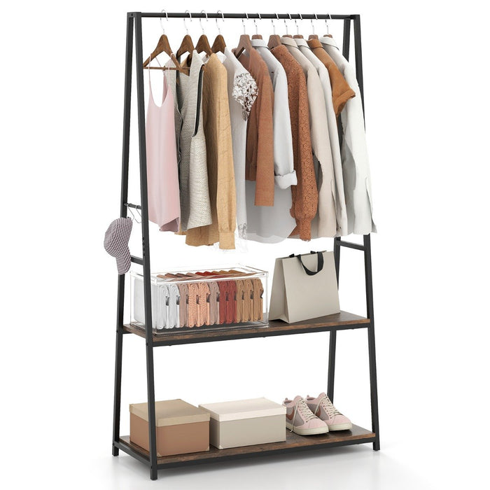 Clothes Rack with 2 Shelves for Laundry Room Bed Room-