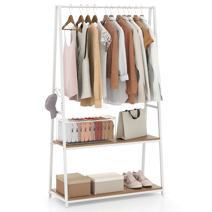 Clothes Rack with 2 Shelves for Laundry Room Bed Room-