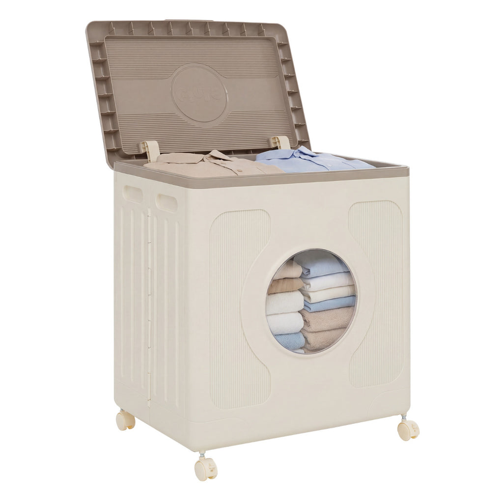 Clothes Storage Box with Lid and Wheels for Bedding Organization-