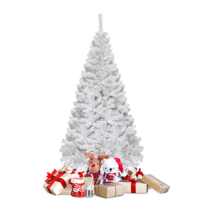 5/6/7/8 Feet White Artificial Christmas Tree with Metal Stand-