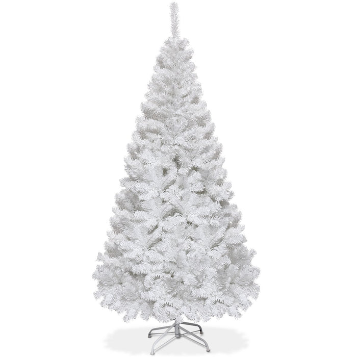 5/6/7/8 Feet White Artificial Christmas Tree with Metal Stand-